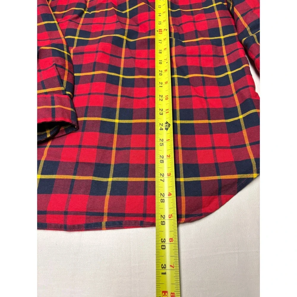 Polo Ralph Lauren Mens Classic Fit Red Navy Yellow Plaid Cotton Shirt Size M